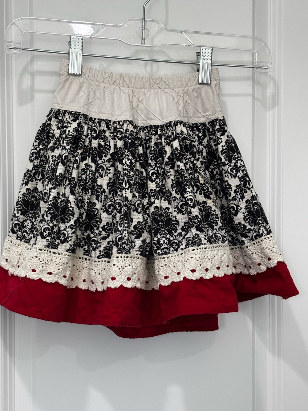 Persnickety Red, Black & Cream Layered Skirt